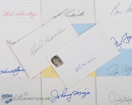 NY Yankees Collection of 14 Signed Index Card w/ Chandler & Dickey