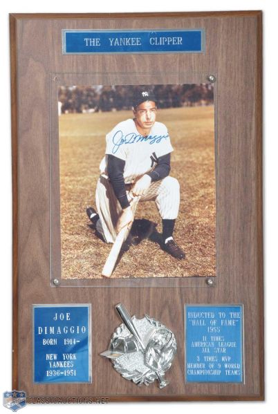 Joe DiMaggio Tribute Plaque Featuring Signed 8" x 10" Photo