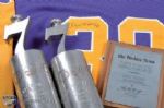 Rogatien Vachons Los Angeles Kings Trophy Collection of 3, Including 1974-75 Hockey News NHL Player of the Year Plaque, Plus Signed Kings #30 Jersey
