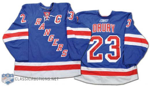 Chris Drury 2008-09 New York Rangers Game-Worn Captains Jersey - Photo-Matched!