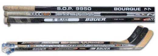 Raymond Bourque, Rob Blake & Phil Housley Signed Game-Used Stick Collection of 3