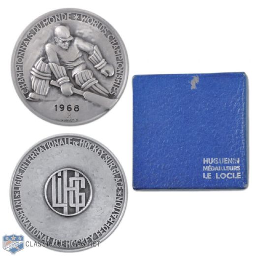 Vaclav Nedomanskys 1968 World Ice Hockey Championship Silver Medal Won by Czechoslovakia