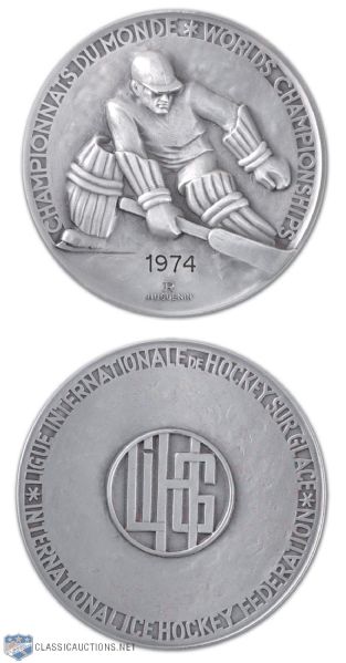 Vaclav Nedomanskys 1974 World Ice Hockey Championship Silver Medal Won by Czechoslovakia
