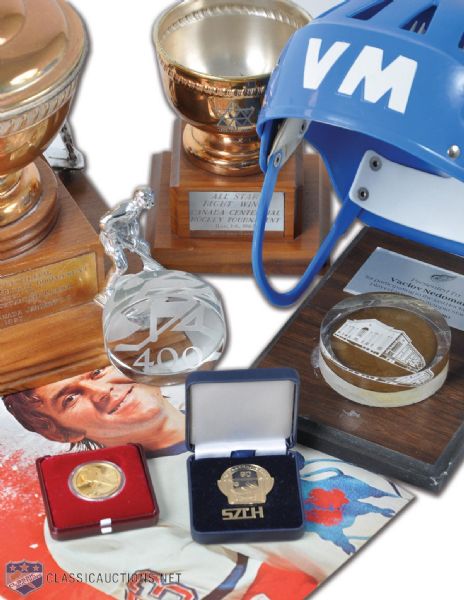 Vaclav Nedomanskys Hockey Awards, Trophies & Game-Worn Helmet from 1972 Series
