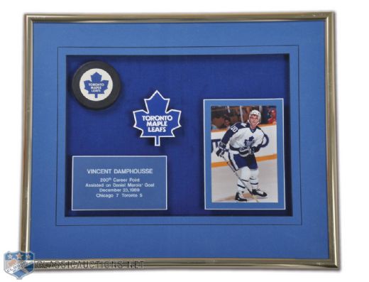 Vincent Damphousses Toronto Maple Leafs 200th Career Point Puck Frame <br>(15 1/2" x 19")