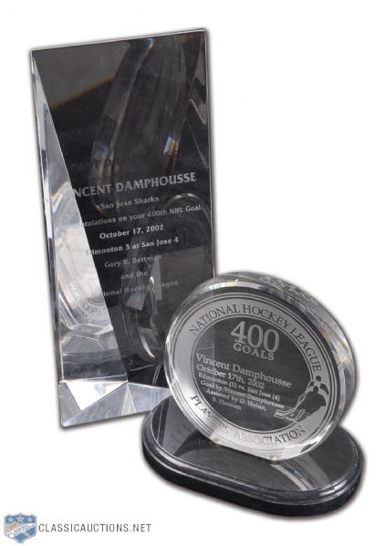 Vincent Damphousses NHL 400th Goal & NHLPA 400 Goals Milestone Award <br>Collection of 2