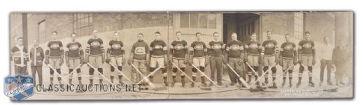 1928-29 Montreal Canadiens Panoramic Team Photo with Morenz, Joliat & Hainsworth