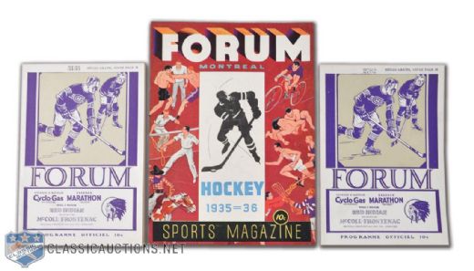 1930s Montreal Forum/Canadiens Program Collection of 3