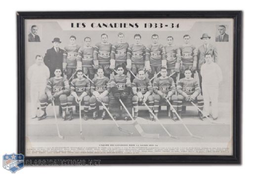 1933-34 Montreal Canadiens Framed Team Picture (15 1/4" x 22 1/4")