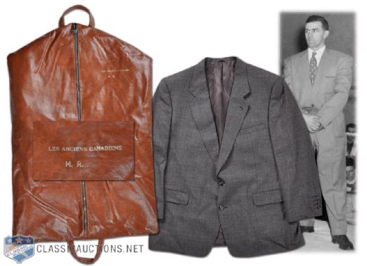 Maurice Richards Personal Sports Jacket & Montreal Canadiens Oldtimers Suit Bag