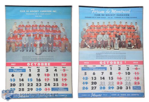 1956-57 & 1957-58 Montreal Canadiens Calendars (24" x 17")