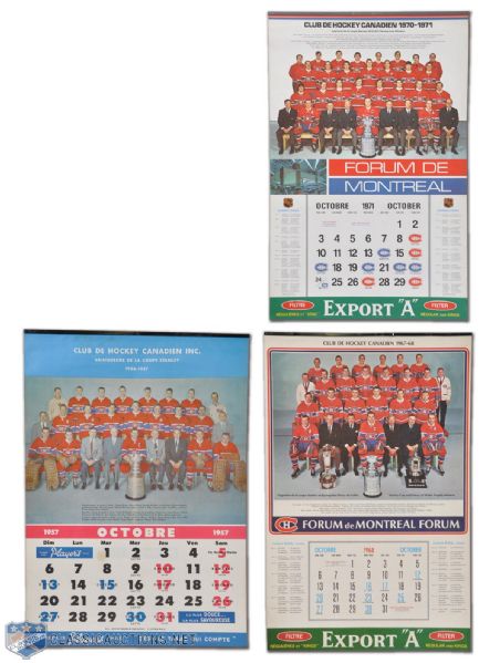 1957-58, 1968-69 & 1971-72 Montreal Canadiens Calendar, Collection of 3