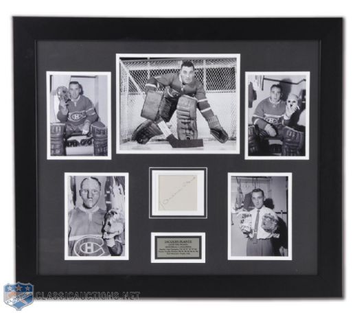 Jacques Plante Montreal Canadiens Signed Framed Montage (23 1/2" x 27 1/2")