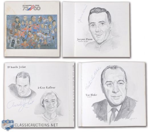 Montreal Canadiens 75th Anniversary Dream Team Program Autographed by Joliat, Plante, Richard, Blake+++