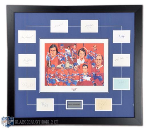 Montreal Canadiens Greats Autographed Framed Montage with 7 HOFers (32" x 36")