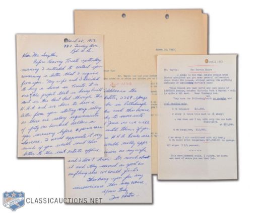 1953 Tim Horton Handwritten & Signed Letter to Conn Smythe