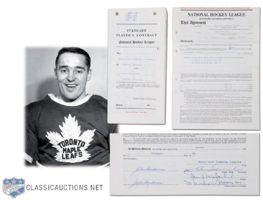 1962-66 Frank Mahovlich Toronto Maple Leafs NHL Contract Signed by Mahovlich & Imlach