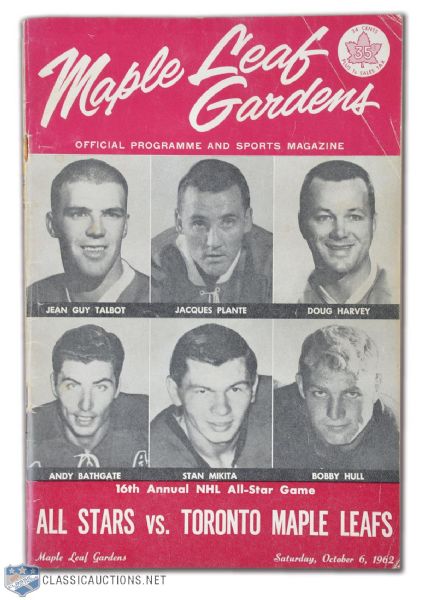 1962 NHL All-Star Game Program from Toronto