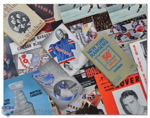New York Rangers Programs, Media Guides & More! Memorabilia Collection, Including 1940 Rangers Victory Song Sheet Music and Two Late-1940s "Inside the Blue Shirt" Media Guides