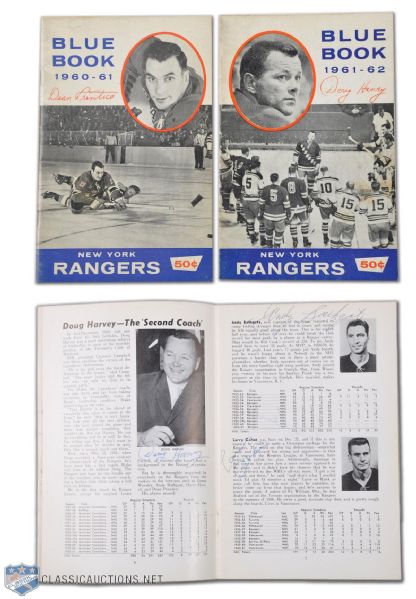 New York Rangers 1960-61 & 1961-62 Team-Signed Media Guide Collection of 2, Featuring Doug Harvey & Gump Worsley
