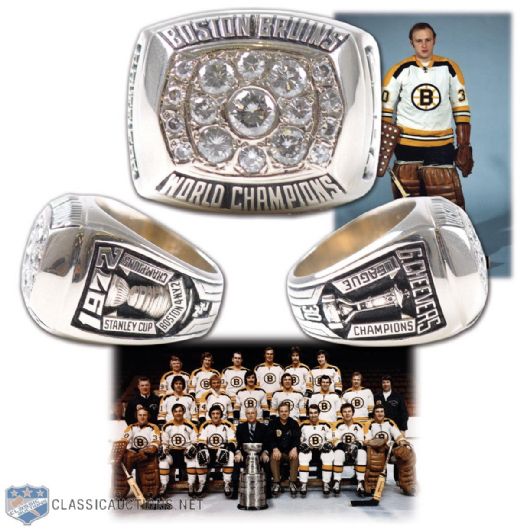 Gerry Cheevers 1972 Boston Bruins Stanley Cup Championship 14K Gold & Diamond Ring