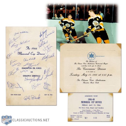 1966 Memorial Cup Dinner Menu Autographed by Bobby Orr & 19 Others