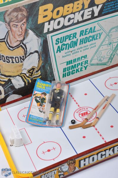 Bobby Orr Vintage Merchandise Collection of 2 Including Regal Bobby Orr Doll in Original Packaging & Munro Bobby Orr Bumper Hockey Table Top Game With Original Box