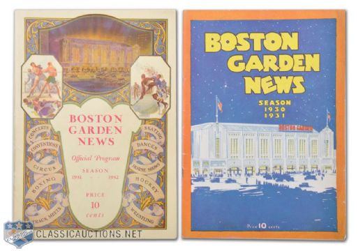 Early-1930s Boston Garden/Bruins Program Collection of 2