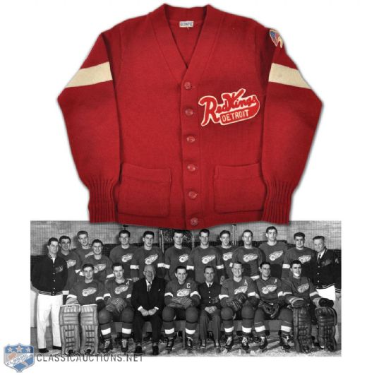 Mid-1950s Detroit Red Wings Cardigan Sweater