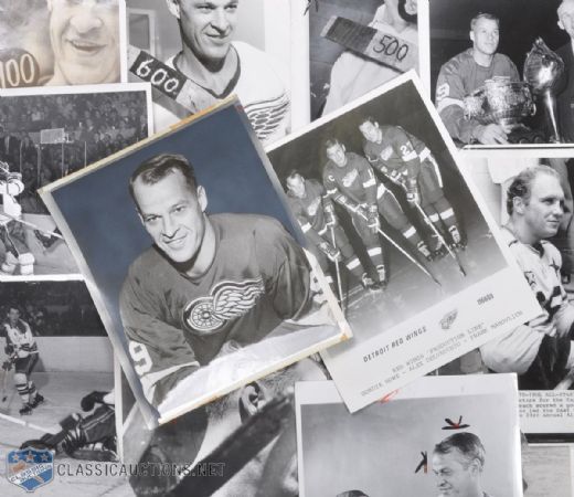 Gordie Howe Collection of 14 Photos, Including 500, 600 & 700th Goal
