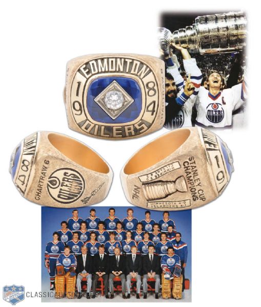 Rick Chartraws 1984 Edmonton Oilers Stanley Cup 14K Gold and Diamond Championship Ring