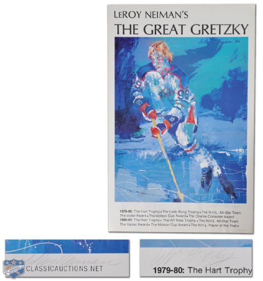 1981 LeRoy Neiman "The Great Gretzky" Poster Signed by Neiman and Gretzky (22"x34")