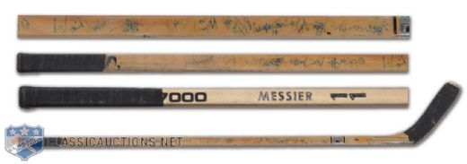 1990 Stanley Cup Champion Edmonton Oilers Team-Signed Mark Messier Game-Used Stick