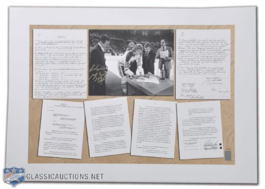 Wayne Gretzky Autographed WGA Signing of First NHL Contract Collage (20 1/4" x 29")
