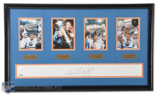 Wayne Gretzky Edmonton Oilers "Four Stanley Cups" Signed Limited Edition "86/99" UDA Frame (19" x 32")