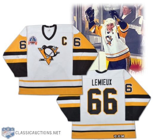 Mario Lemieux 1990-91 Pittsburgh Penguins Playoffs Game-Worn Jersey - Video & Photo-Matched!