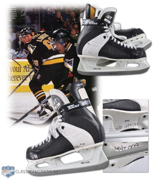 Mario Lemieux 1996-97 Pittsburgh Penguins Game-Worn CCM Tacks 600th Goal Skates <br>Photo-Matched!