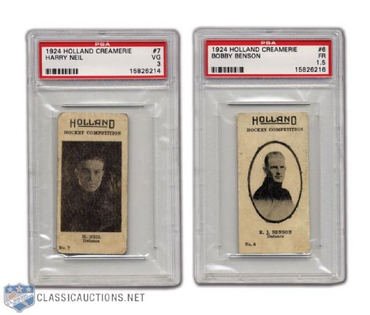 1924-25 Holland Creameries #6 Benson & #7 Neil PSA Graded Cards