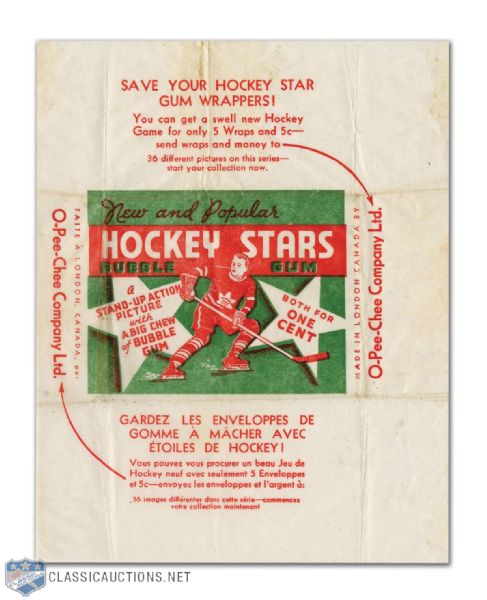 1936-37 O-Pee-Chee Series D Hockey Card Wrapper