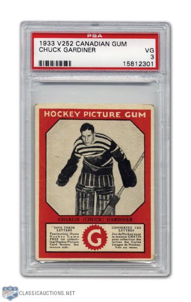 1933-34 Canadian Chewing Gum Chuck Gardiner RC PSA 3
