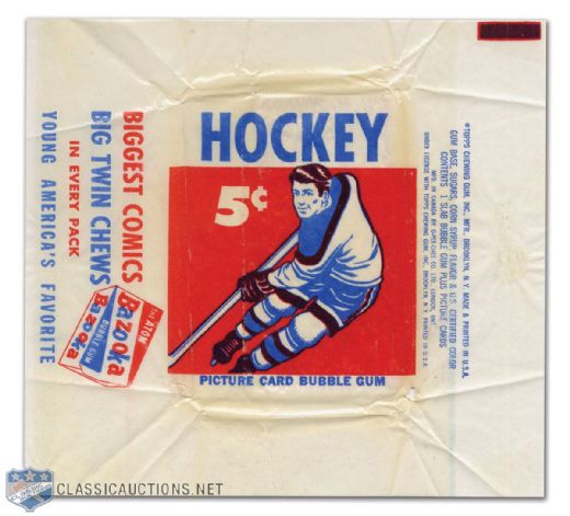 1957-58 Topps Hockey Card Wrapper