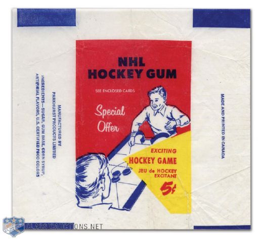 1963-64 Parkhurst Hockey Card Wrapper with Hockey Game Offer