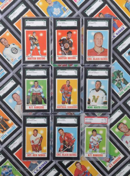 1970-71 Topps Hockey Card Near Set with Duplicates- All Graded by SGC