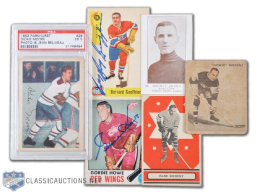 Pre-War & Post-War Hockey Hall-of-Famer Card Collection of 6
