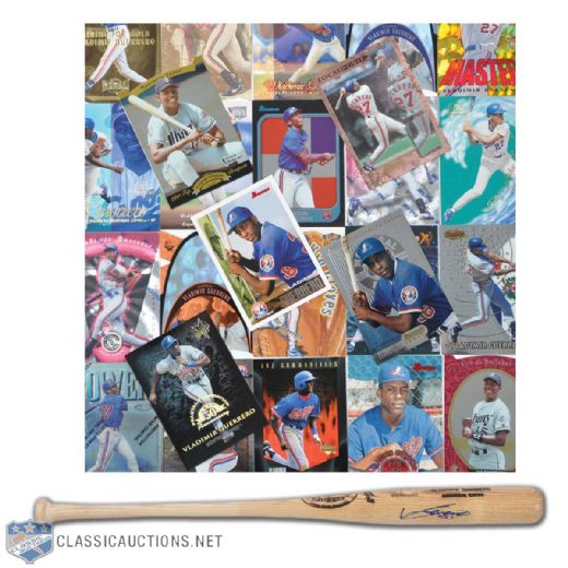 Vladimir Guerrero Autographed Louisville Game Bat & Card Collection