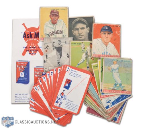 1930s Canadian Goudey Lot of 22 and 1934 Quaker Oats Premium Baseball Game