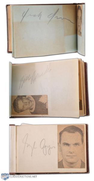 1940s Autograph Booklet w/ Durnan, Irvin, Harvey, Richard, Barilko, Broda, Conacher, Mosienko+++