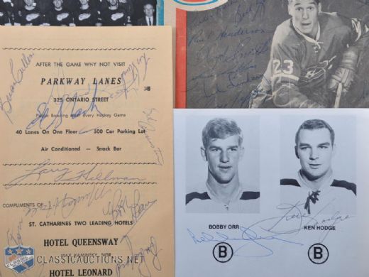 1960s Maple Leafs & Black Hawks and Red Wings Team-Signed Program Collection of 2, Plus 1969-70 Stanley Cup Champion Boston Bruins 20th Anniversary Reunion Program Signed by 22