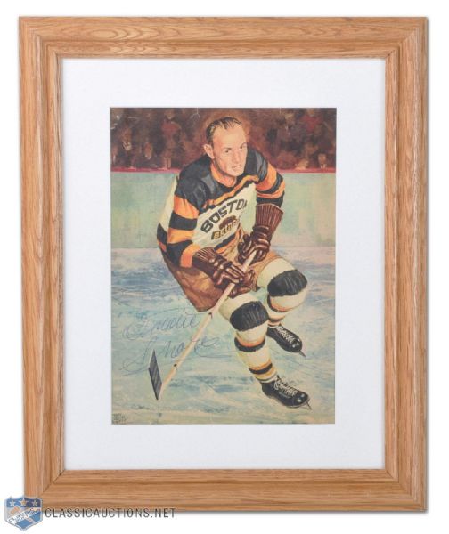 Eddie Shore Boston Bruins Framed Signed Picture (16 1/2" x 13 1/2")