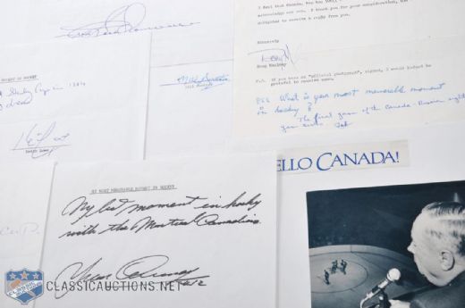 Collection of 6 My Most Memorable Moment in Hockey Signed Letters, Including Doug Harvey & Foster Hewitt